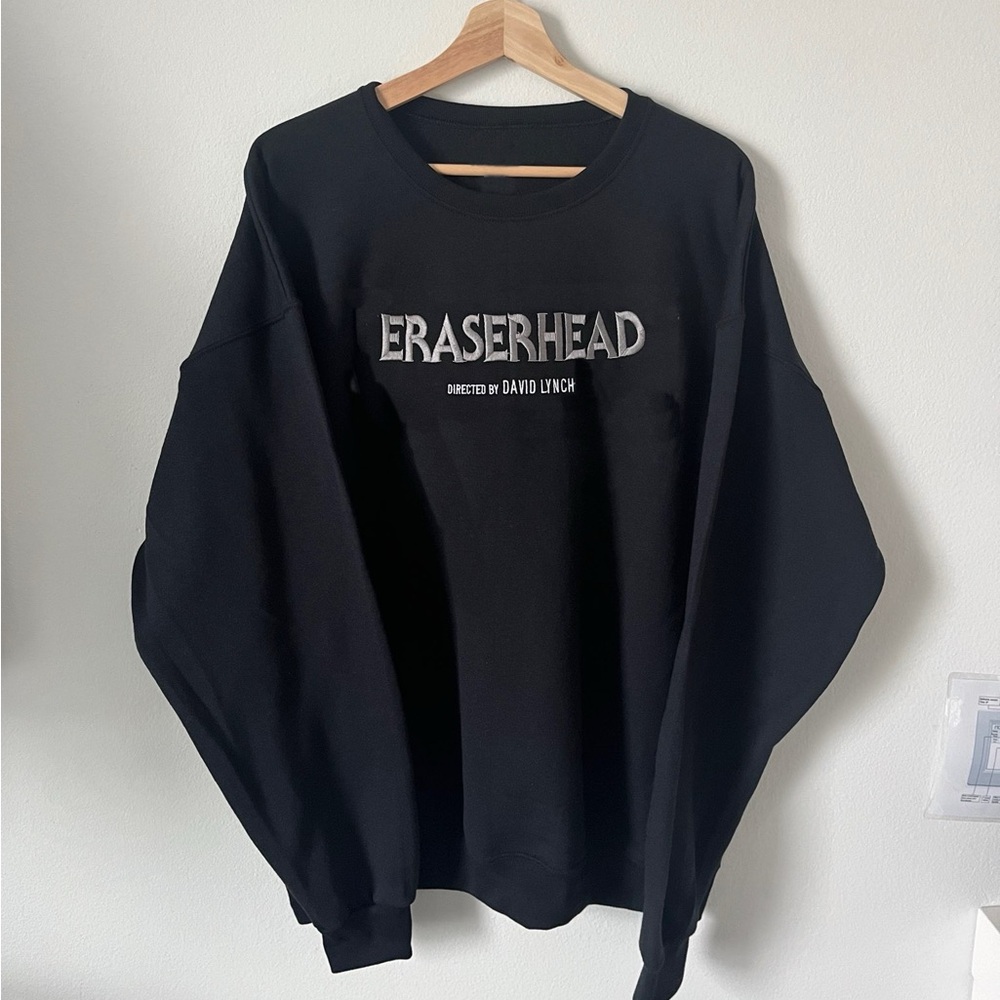 Black David Lynch Movie Eraserhead Logo Crewneck, Promo Horror Film Rare